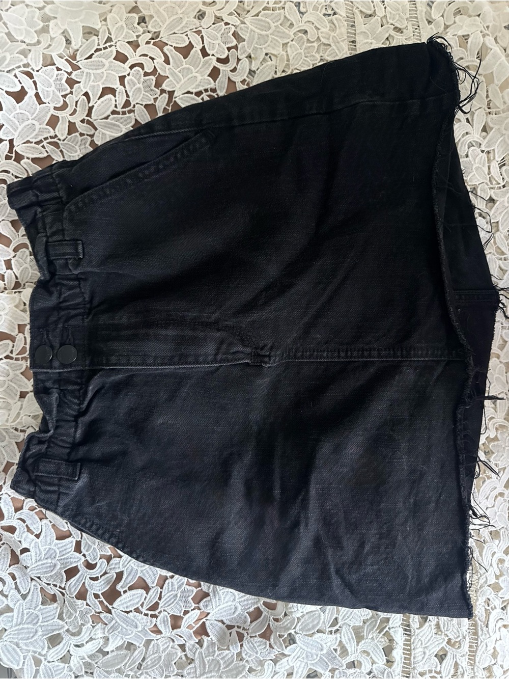 Hollister Black Denim Short Skirt with Raw Edge